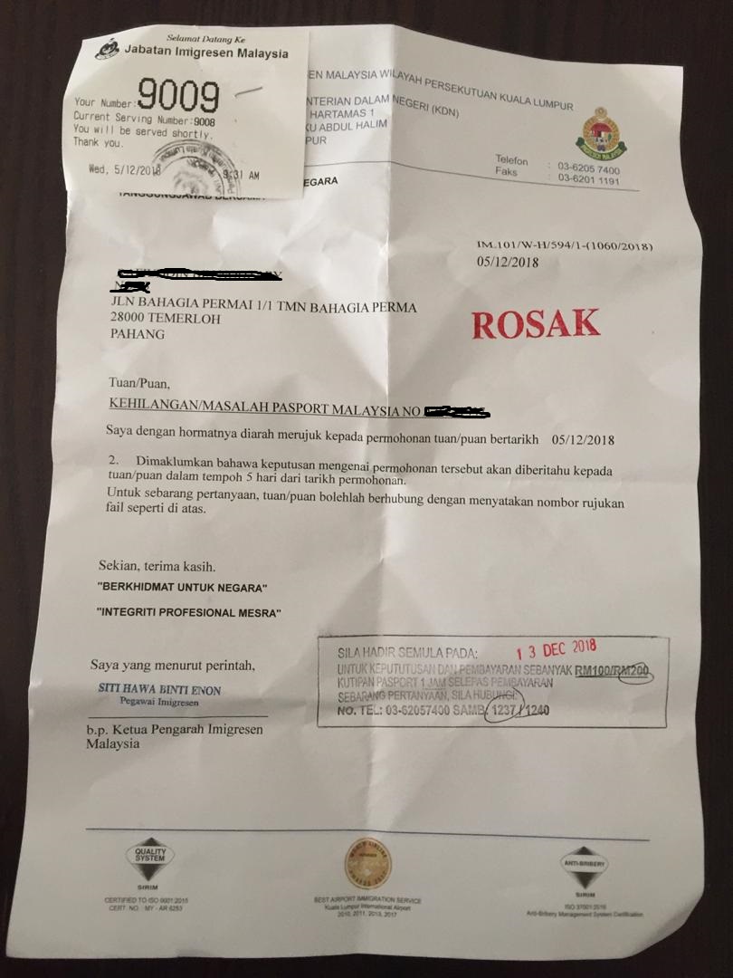 Cap Jari Rosak Kena Buat Surat Di Pejabay Pendaftaran