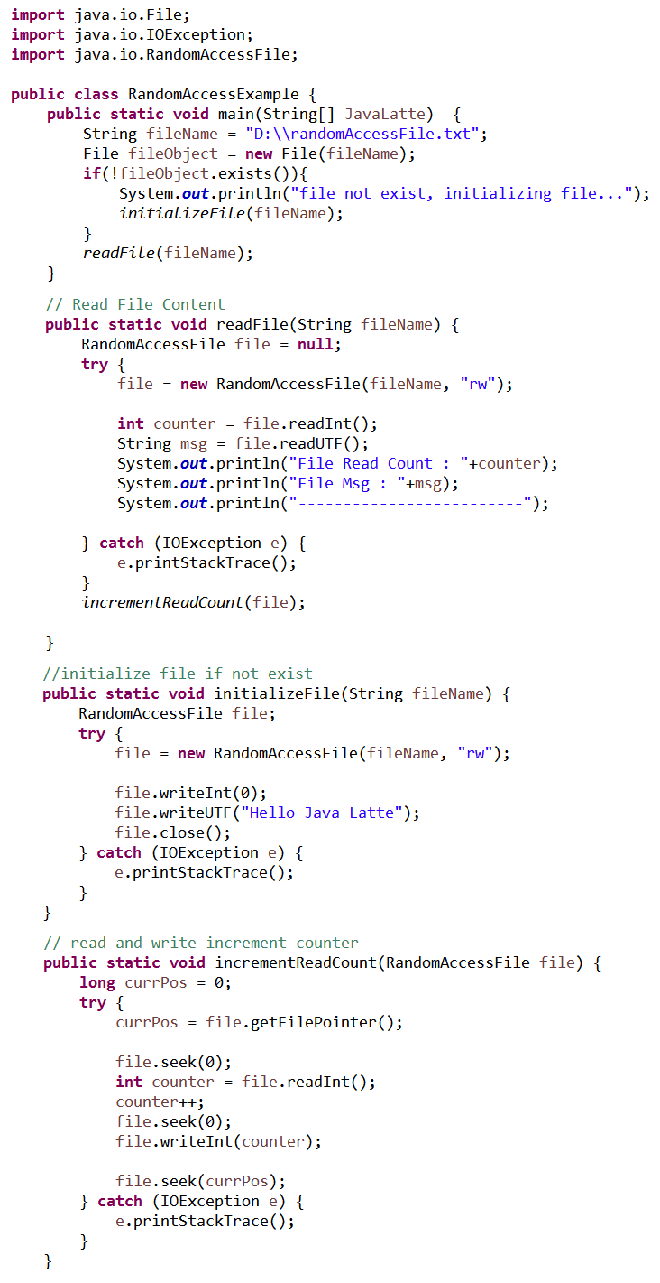 Java-Latte: How to Read and Write from RandomAccessFile in Java