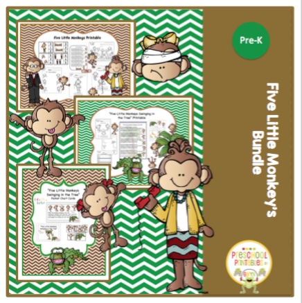 Five Little Monkeys Bundle ~ Preschool Printables