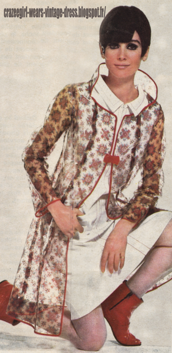 clear Raincoat - 1966 flower vinyl pvc rain coat 60s 1960 Tiffany