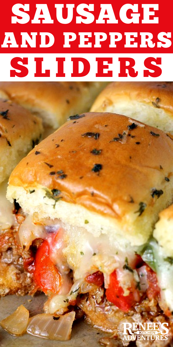 Sausage and Peppers Hawaiian Roll Sliders pin
