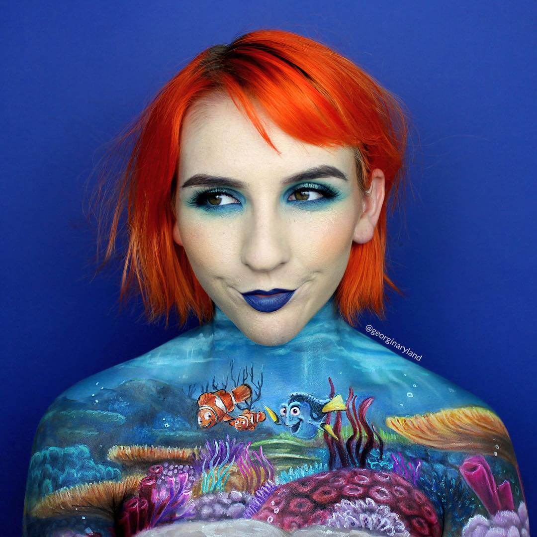13-Finding-Nemo-and-Dori-Georgina-Ryland-Mehron-Makeup-Body-Painting-www-designstack-co
