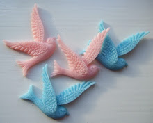 Pretty pastel bird brooches