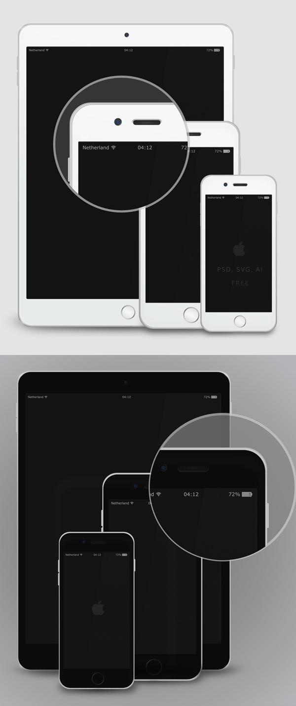 Free Vector Mockup – iPad &iPhone 6 – White & Black Mockup terbaru 2017 gratis - Free Vector Mockup – iPad &iPhone 6 – White & Black