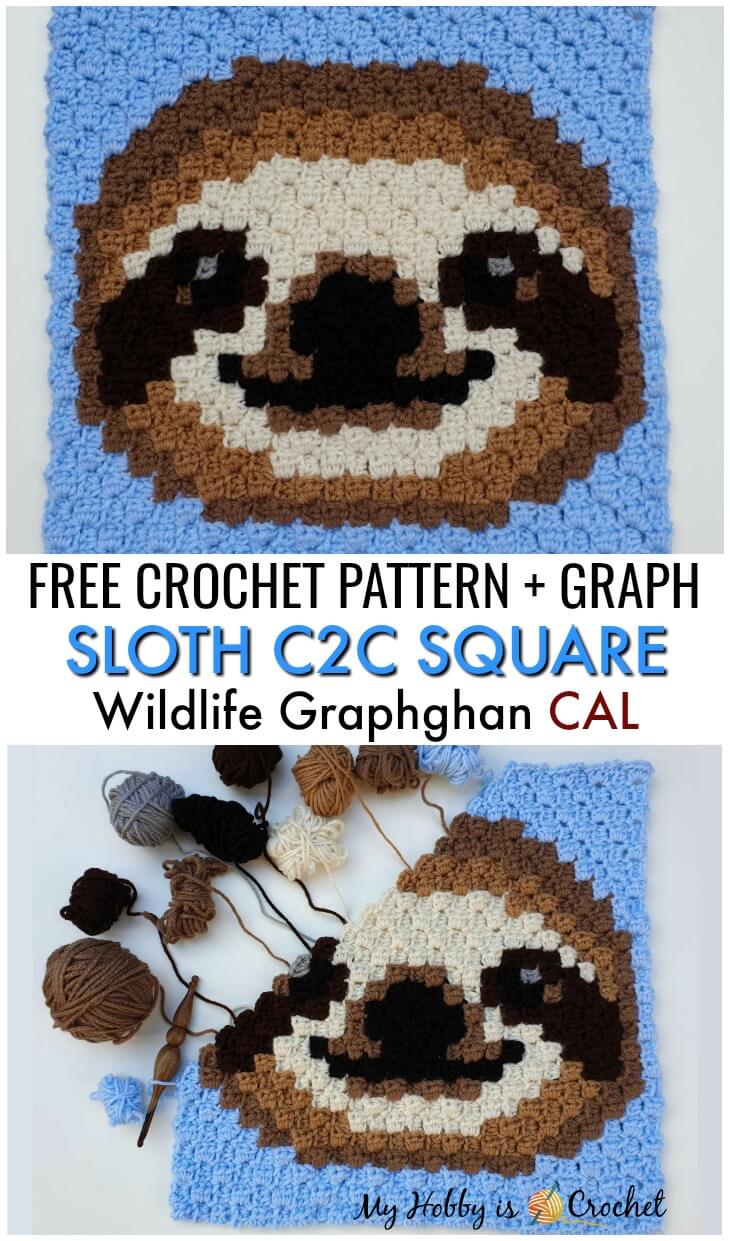 Sloth C2C Square - Free Crochet Pattern