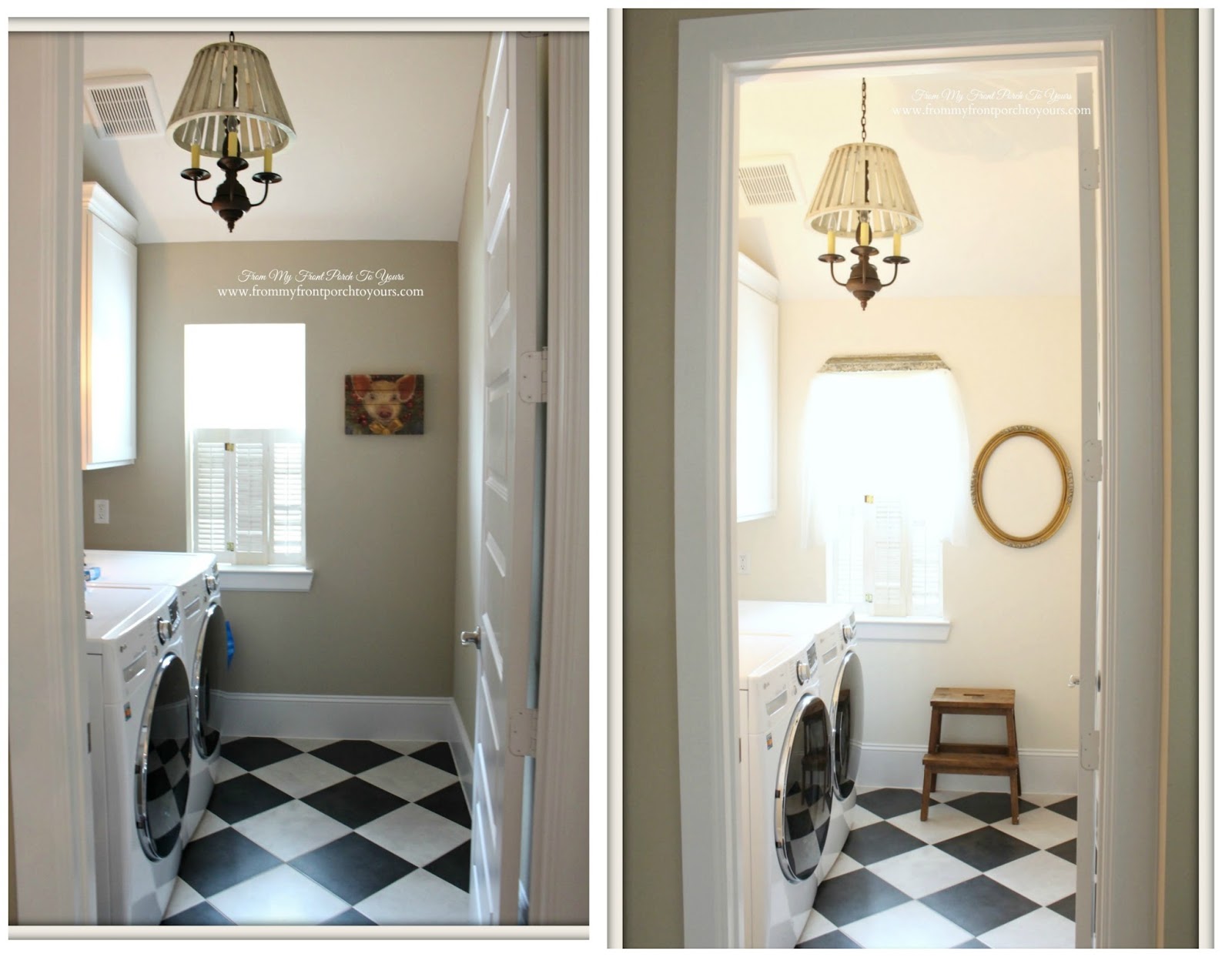 From My Front Porch To Yours Farmhouse Laundry Room Mini Makeover Farmhouse Laundry Room French Makeover New Paint Sherwin Williams Steamed