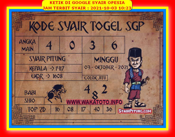 Syair Sgp Hari Ini Minggu 3 Oktober 2021 Opesia Official
