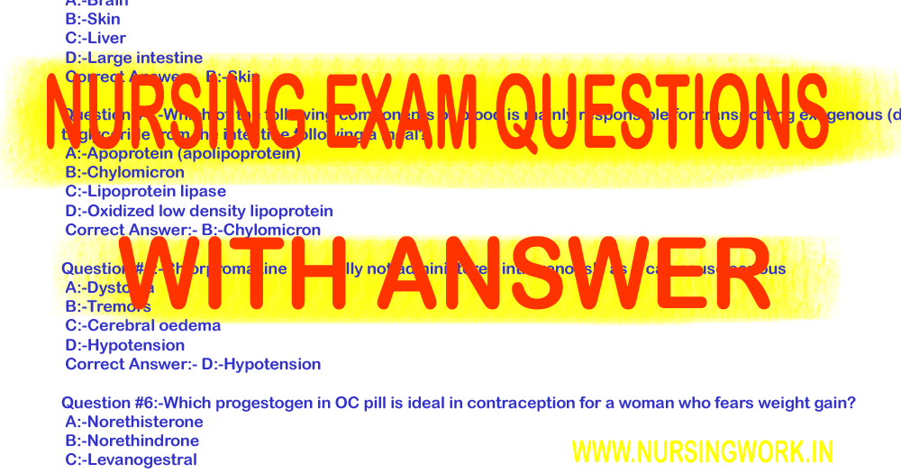 Staff Nurse Exam Question Answers