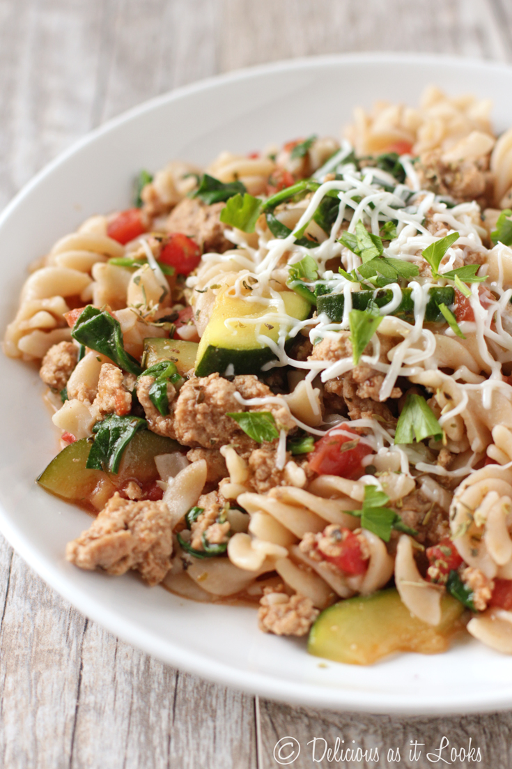 Delicious as it Looks LowFODMAP Tuscan Turkey Pasta