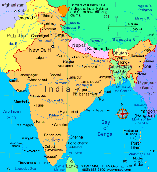 India Regional Map Printable