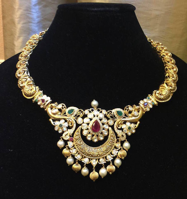 Peacock Kante by Moksha Diamonds - Jewellery Designs