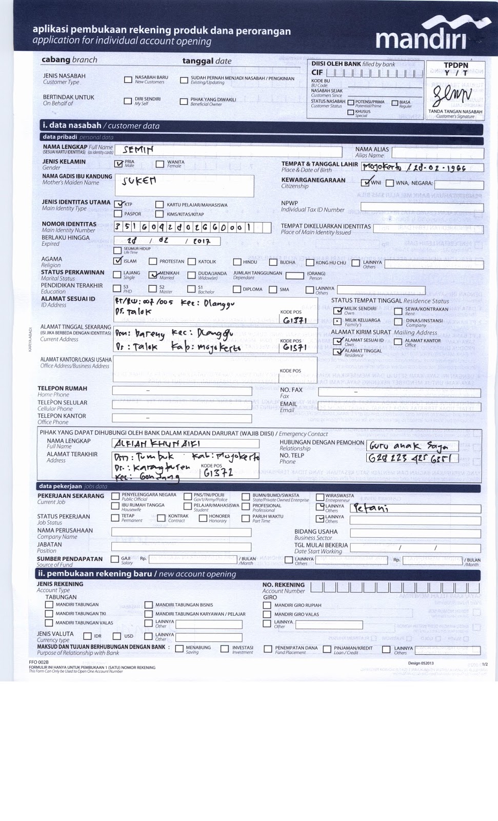 Contoh Pengisian Formulir Bank Btn 2022