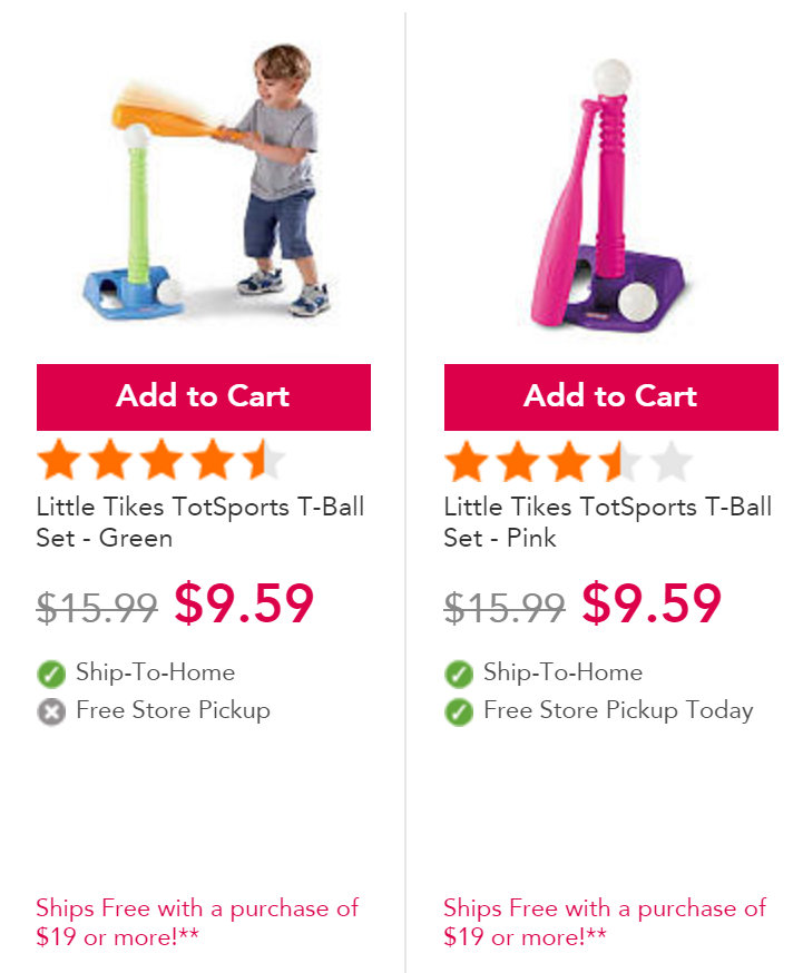 little tikes tee ball set pink