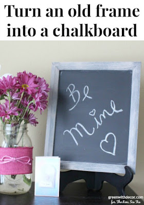 Give an old frame a distressed look, turn an old thrift store frame into a chalkboard with some chalkboard paint. A fun DIY project. 