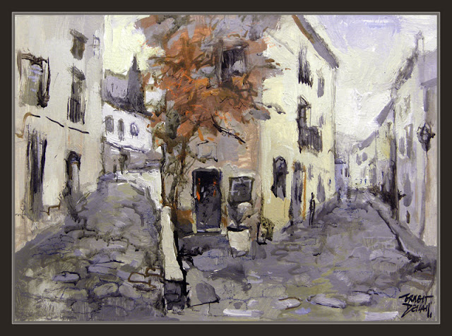 CADAQUES-PINTURA-CALLES-GIRONA-PAISAJES-COSTA BRAVA-CUADROS-PINTOR-ERNEST DESCALS-