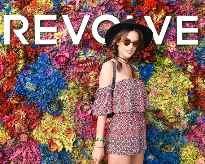 Alessandra Ambrosio wears an off shoulder romper to the Revolve
