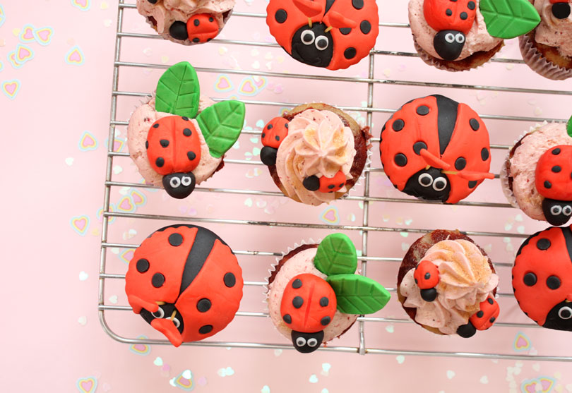 vegan love bug marble cupcakes