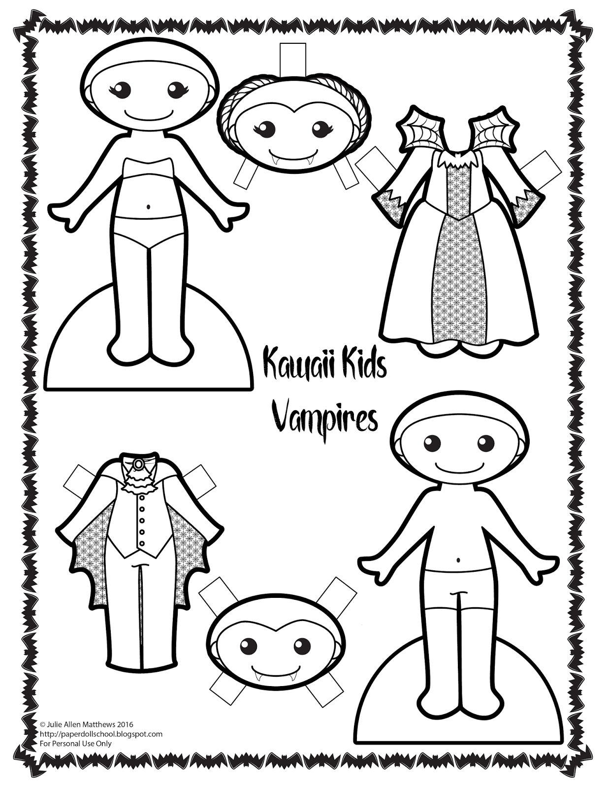 Paper Doll School Kawaii Kids Vampires