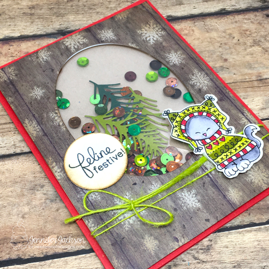 Deck the Halls with Inky Paws Blog Hop! Shaker cards by Jennifer Jackson | Sweater Weather Stamp set by Newton's Nook Designs #newtonsnook