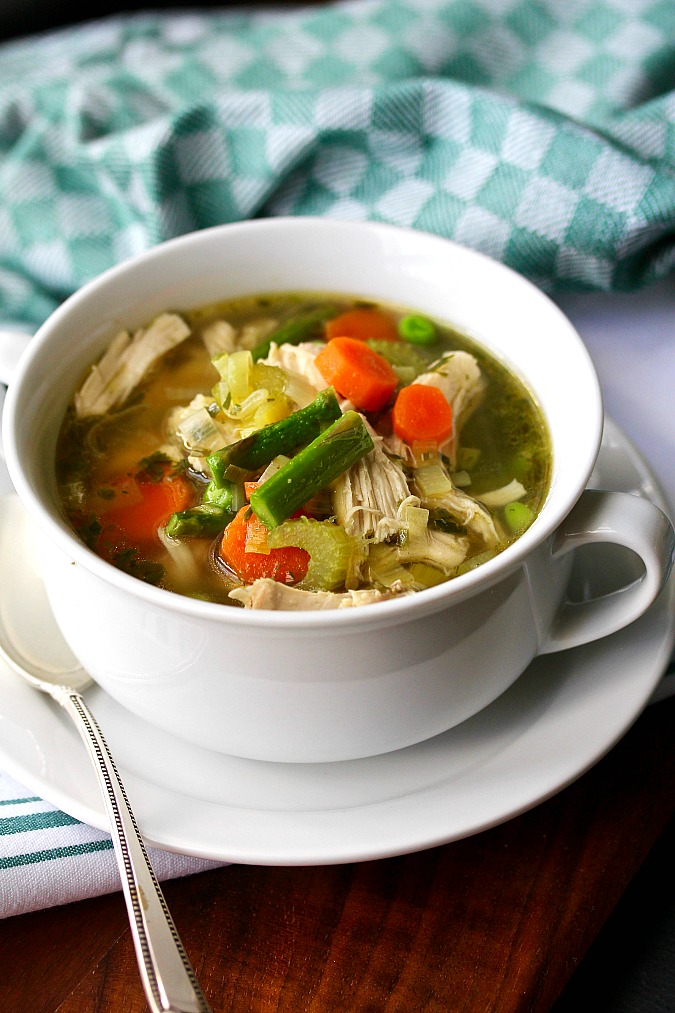 Chicken Orzo Soup with Spring Vegetables