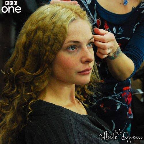 Actress Rebecca Ferguson in make-up for The White Queen