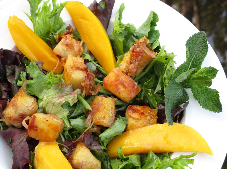 Tamarind Paneer and Mango Salad with Ginger Lime Dressing