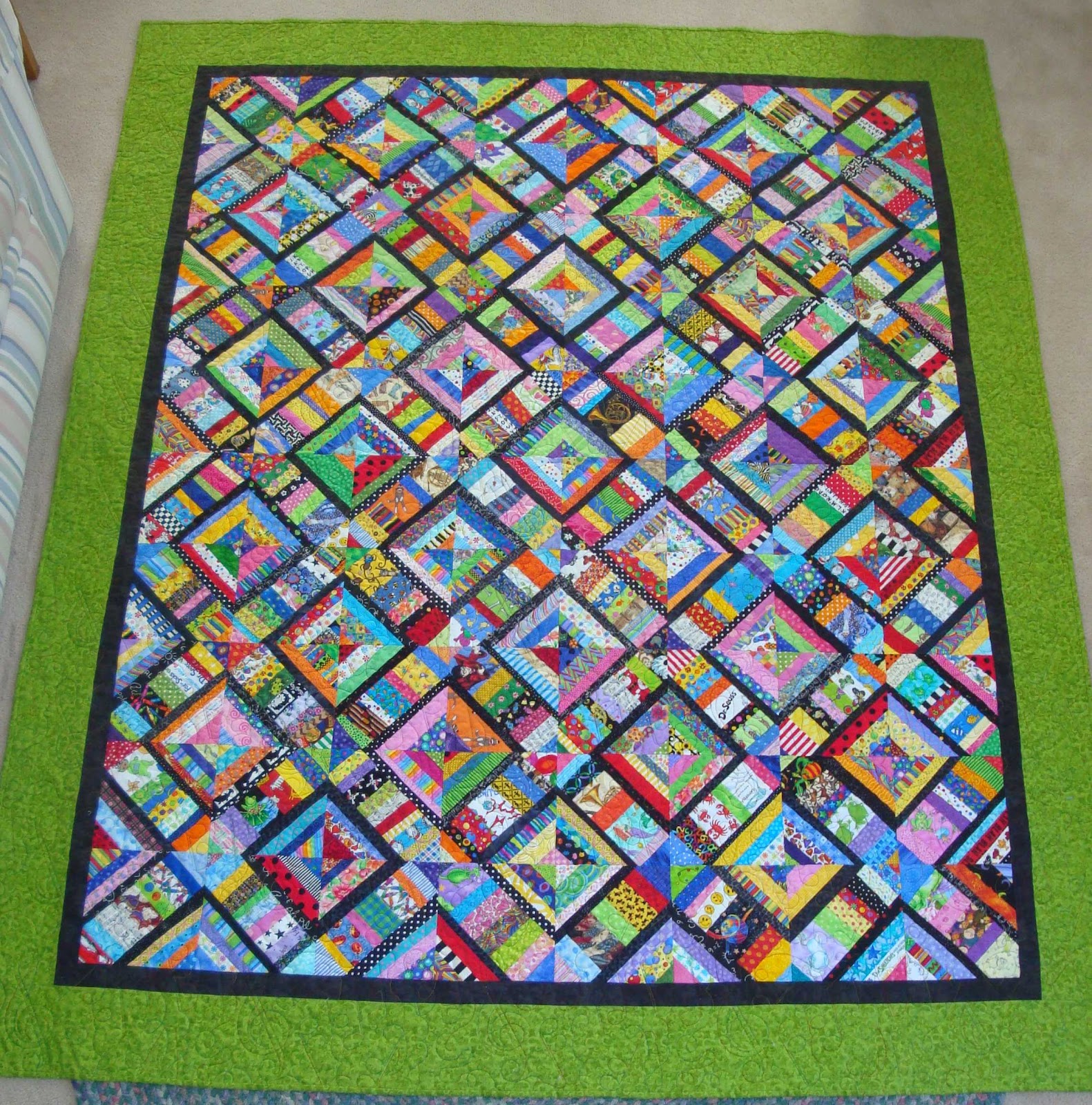FABRIC THERAPY: TUTORIAL: "X" MARKS THE BLOCK (free pieced strippy quilt)