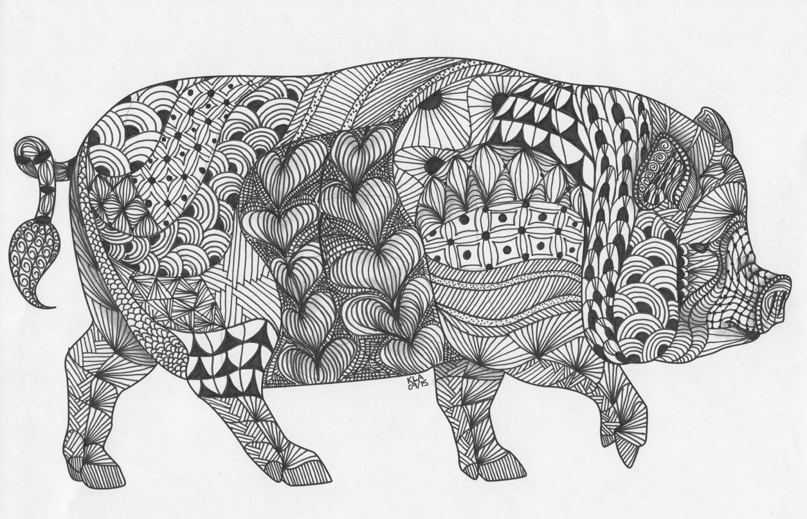 Altered Zen: Pig Template, Zentangle Inspired Art