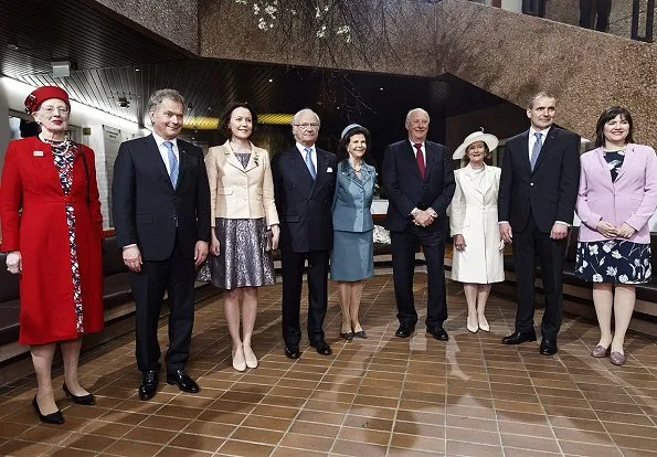 Nordic royals. Queen Margretha, King Carl Gustaf, Queen Silvia, King Harald, Queen Sonja visited the Hanaholmen culture center. Jenni Haukio