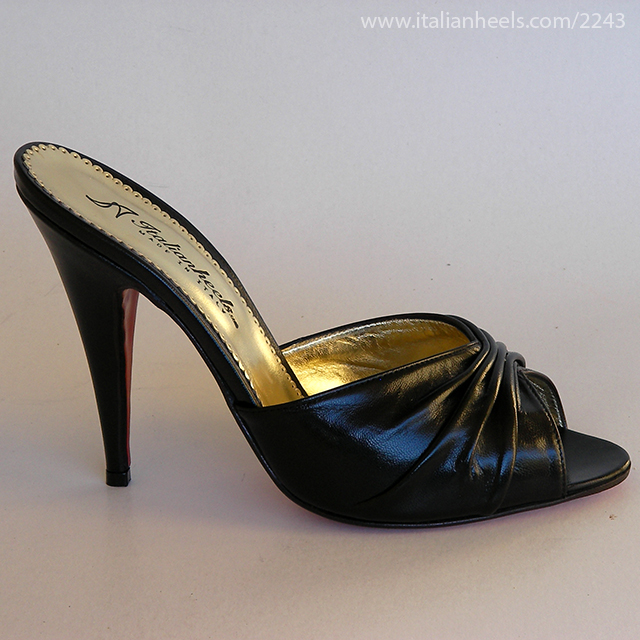 ItalianHeels lab: Black leather high heels mules