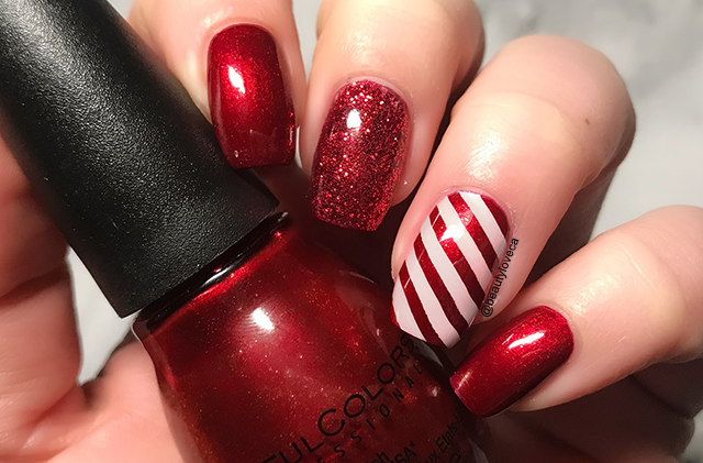 10. Red and White Candy Cane Christmas Nail Design - wide 10