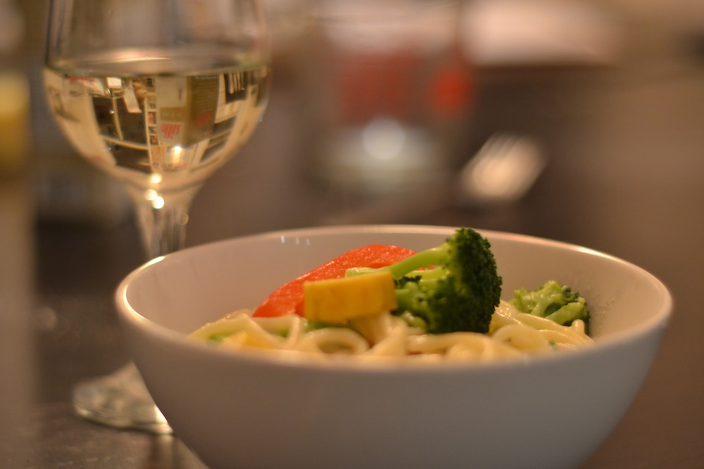unhip squirrel pasta primavera with parmesan and white wine sauce