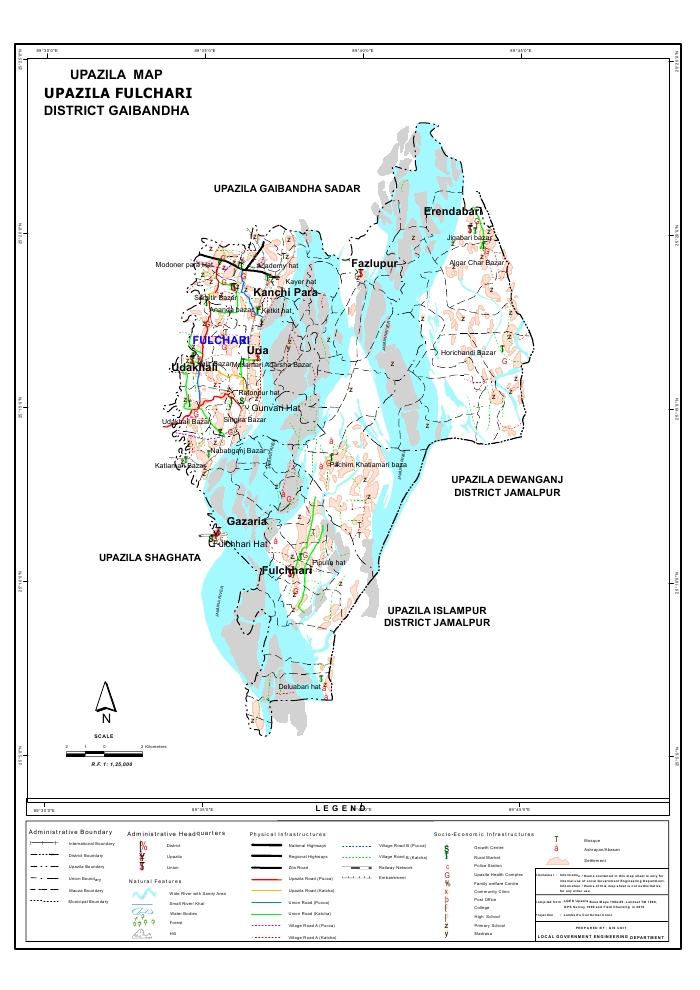 Fulchari Upazila Map Gaibandha  District Bangladesh