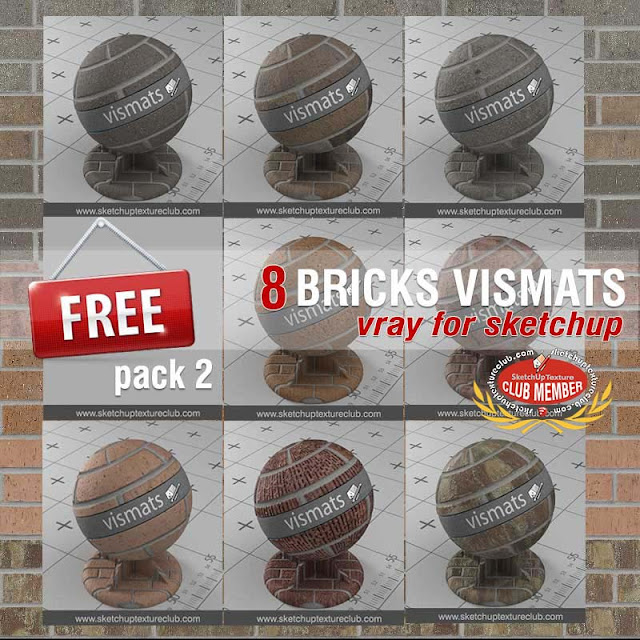  Bricks vismat materials vray for SketchUp and Rhino pack 2