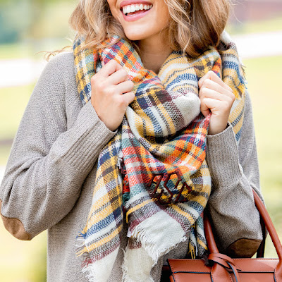 plaid blanket scarf outfit