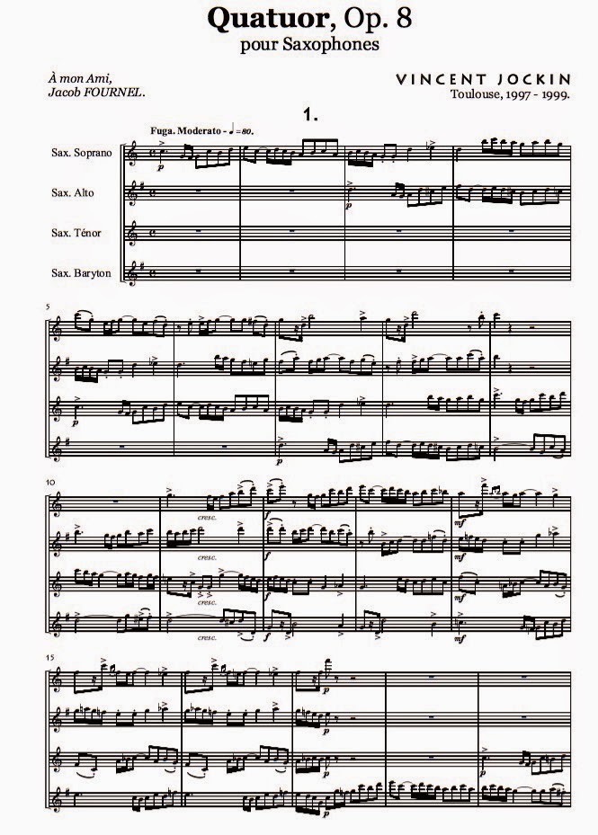 Quatuor Op.8 pour Saxophones Partituras para Saxofon