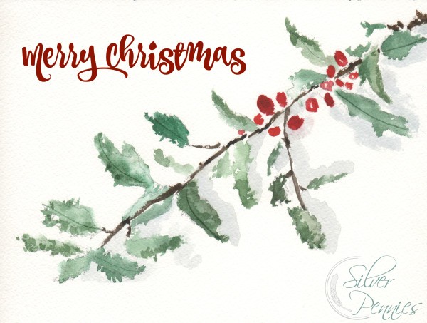 Merry Christmas holly printable