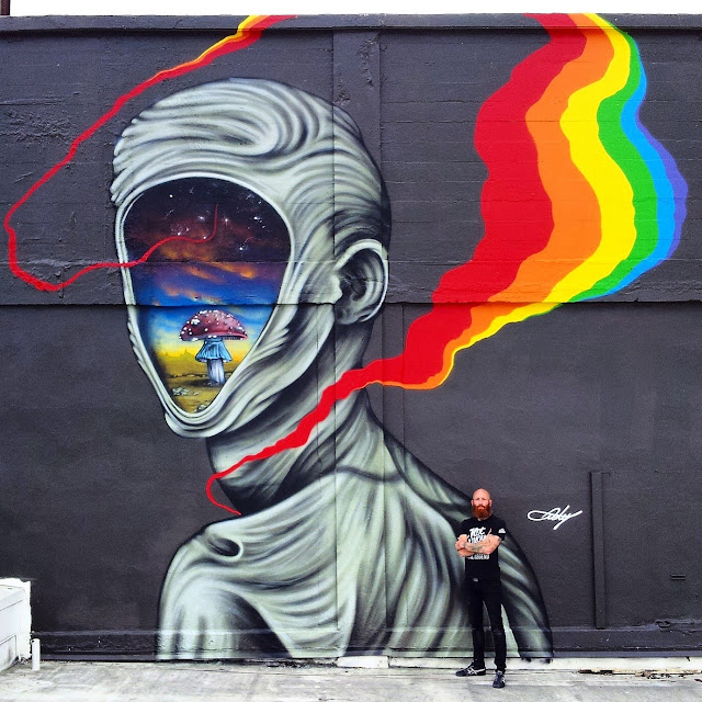 Ernest Doty just sent us a series of fresh images from his newest mural which was recently finished on the streets of Oakland in California.