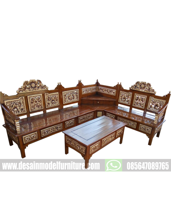  Kursi  kayu  jati leter  L  ukiran jepara Desain model furniture