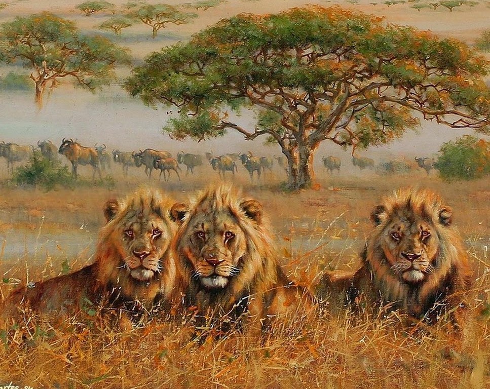 pinturas-realistas-de-leones