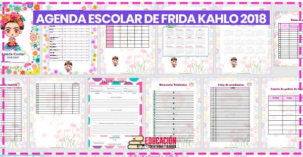 ▷ Agenda escolar 2018/2019 para imprimir de Frida K.【gratis】 ▷ Agenda escolar 2018/2019 para imprimir de Frida K.【gratis】