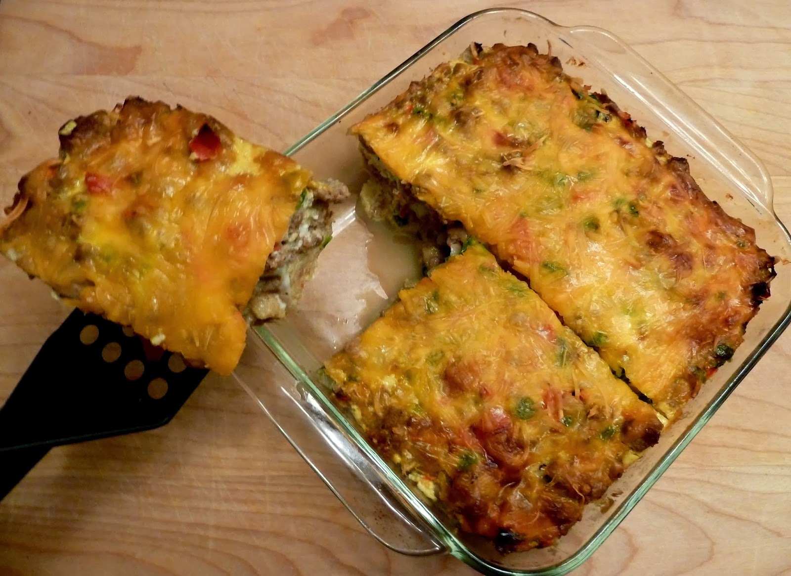 Cracked Pepper Sausage and Cheddar Breakfast Strata