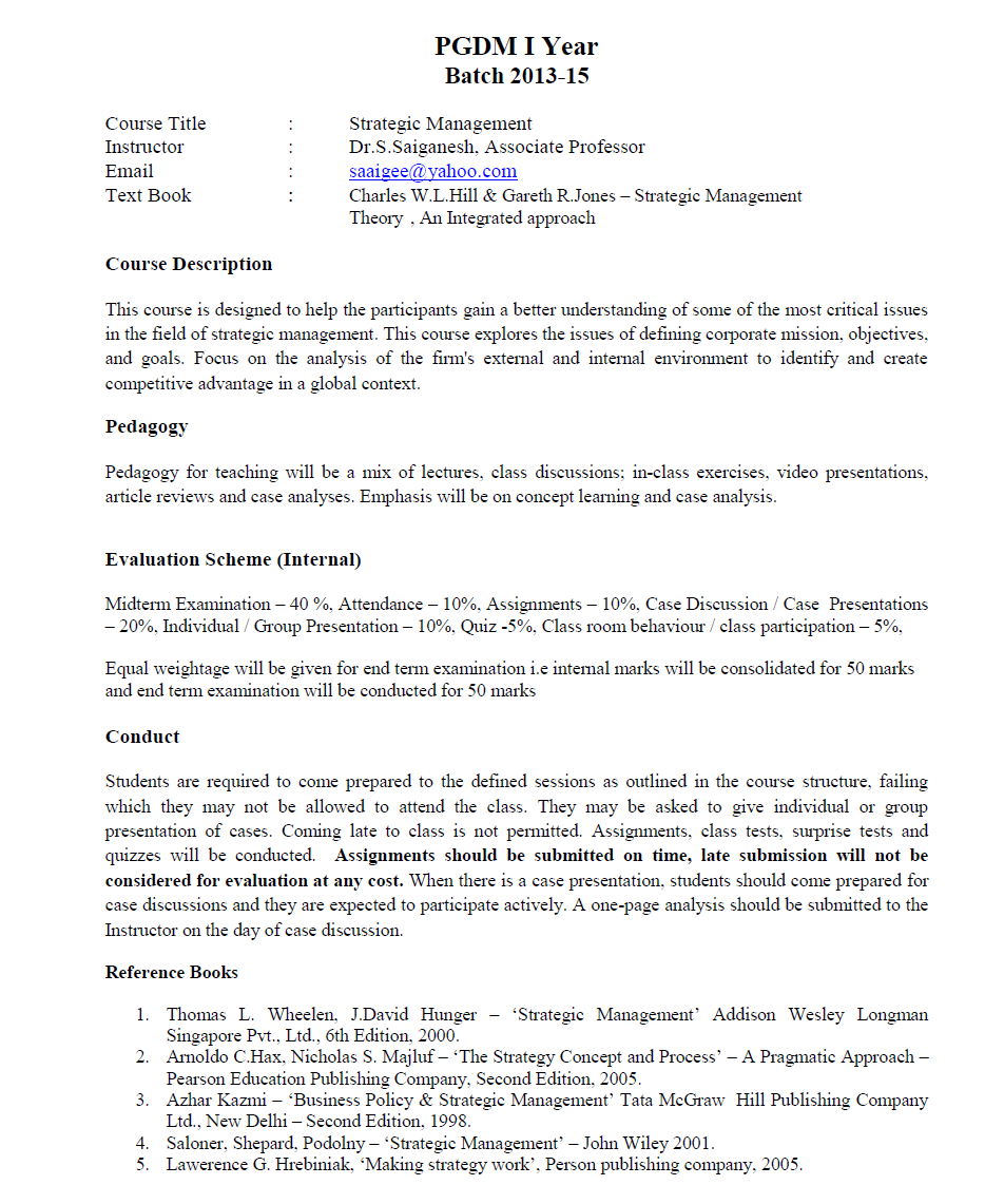 Strategic management training course picture