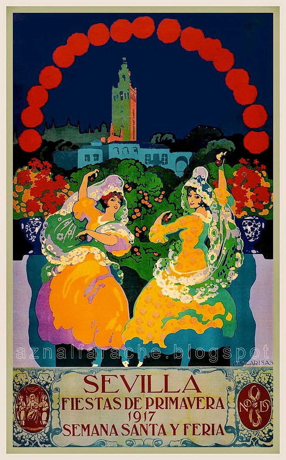 Sevilla Cartel Fiestas de Primavera 1917 aznalfarache Sevilla Cartel Fiestas de Primavera 1917 aznalfarache