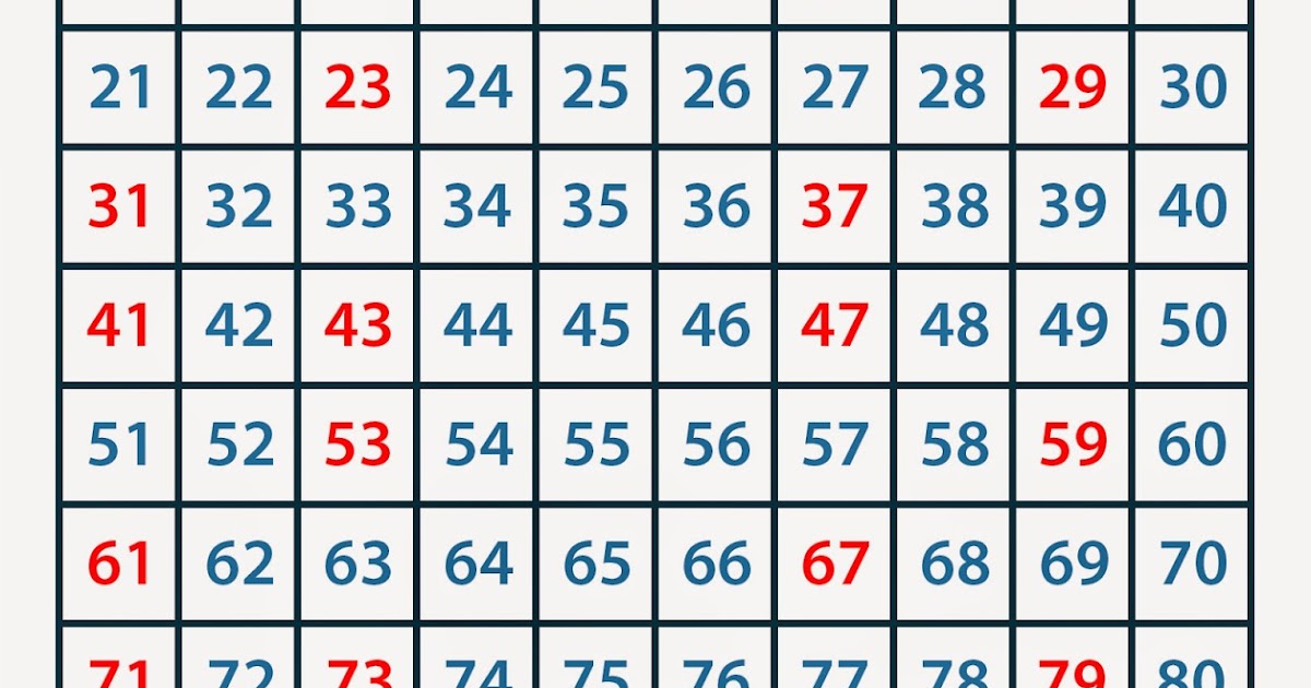 Prime Numbers Chart - MULTIPLICATION CHARTS