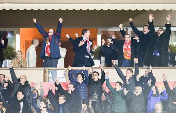 Prince Albert, Princess Charlene, Pierre Casiraghi and Gad Elmaleh attended the French L1 soccer match