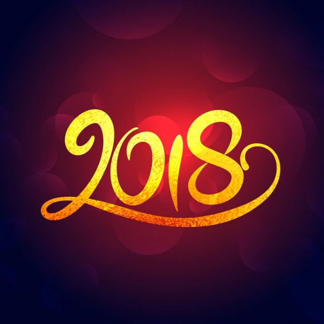 2018 new year golden swirl text effect design free vector