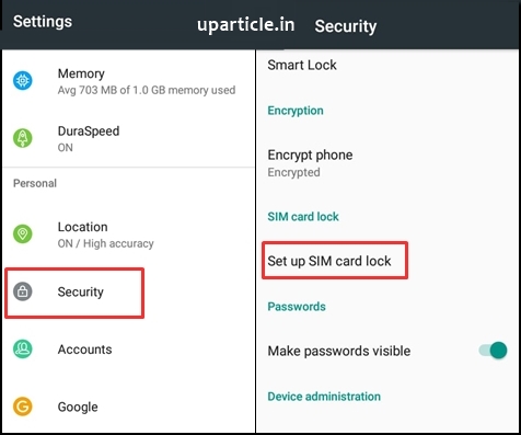 SIM card PIN Lock SIM card PIN Lock