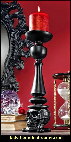 Shadow of Darkness: Skull and Bones Sculptural Candlesticks Gothic style bedroom decorating ideas - Gothic furniture - Gothic chic - Victorian Gothic boudoir themed decor - Gothic Beds - Gothic Seating - Gothic Lighting - Designing a Gothic Room - Goth style for teens - Gothic Victorian Bedroom Theme - vampire themed bedroom decorating ideas - Gothic Wall Murals