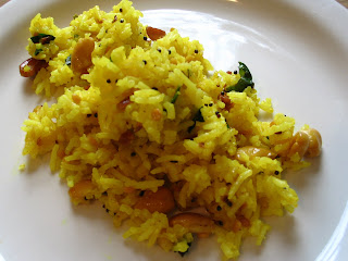 Yellow Lemon Rice with Fried Cashews